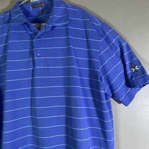 Peter Millar Polo Shirt Kinloch Golf Mens Large Summer Comfort Blue Striped e4